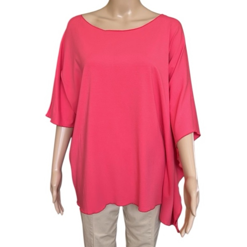 Oska Women's Asymmetric Sleeve Top in Fuchsia Size 3 US 14